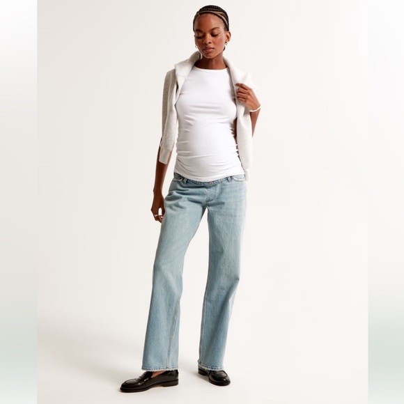 Abercrombie & Fitch Women's The Baggy Maternity Jeans sz 25 Light Blue - Picture 8 of 12